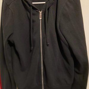 True Religion Black Hooded Jacket & Dark Denim Jeans (Silver and Gold Bedazzled)